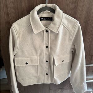 ZARA Women's light grey silver Button Jacket
